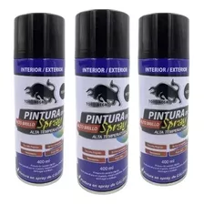 3 Pintura Spray Alta Temperatura 400ml Color Negro