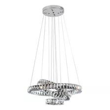 Lustre Pendente Cristal 3 Anéis Led Integrado Bivolt 4000k 40w Tokyo Aros Ring Llum Bronzearte