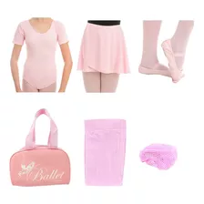 Kit Completo Ballet Adulto Meia Manga Balé 6peças C/bolsa