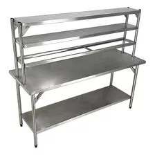 Mesa Serviço De Centro Para Pizzaria 190x70 Total Aço Inox