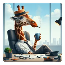 Mousepad Girafa Trabajando Working Oficina Cafe