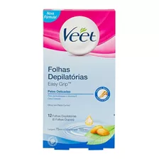 Folhas Prontas Depilação Corporal Veet 12un Peles Delicadas