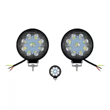 Faros Redondos De 9 Led Luz Fija (2 Pzas.)