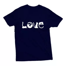 Camiseta Estampa Lançamento Escrita Love Gato 100% Algodão