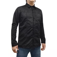 Camisa Para Caballero Piel Sintética Ante Color Negro 5026
