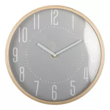 Reloj De Pared Madera/vidrio Gris