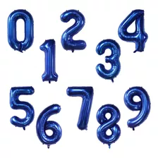 Par De Globos Número 83cm - Fiesta De Cumpleaños(2 Pzs) Azul