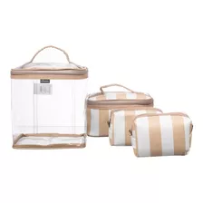 Necessaire Feminina Viagem 4 Peças Frasqueira Estilo / 300l