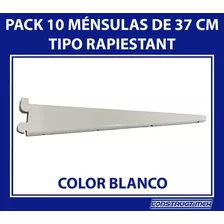 10 Mensula Reforzada 37cm Doble Enganche P/riel- Estanterias Color Blanco