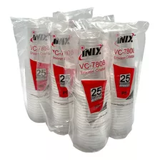 Vaso Tipo Cristal De 8oz Con Tapa Marca Inix (100 Juegos)