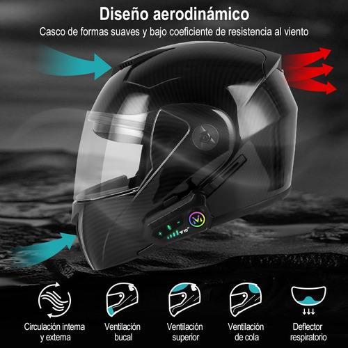 Casco Moto Abatible Fibra Carbon Deportivo Con Bluetooth Dot Foto 6