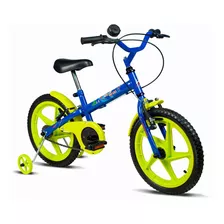 Bicicleta Infantil Aro 16 Rock V-brake Com Câmara Verden Cor Azul / Verde Limão