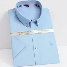 Camisa Masculina De Tecido Oxford De Manga Curta De Verão Ss