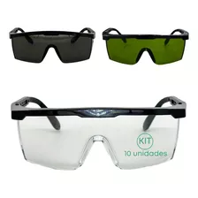 Oculos De Segurança Proteção Antirrisco Epi Kit 10 Und