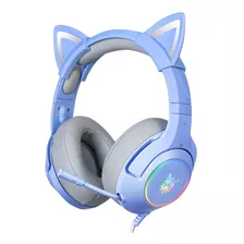 Audifonos Gamer Onikuma K9 Azules Con Orejas Y Luz Led Rgb