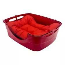 Caminha Cachorro Gato Cama Esplendor Alto Padrão Fibra Médio Cor Vermelho Desenho Liso