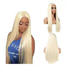 Peruca Lisa Loira Igual Cabelo Humano Com Silk Top 70cm 