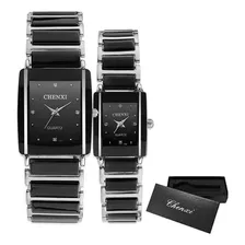 Reloj Chenxi De Cerámica Cuadrado Simple Para Parejas De 2 P