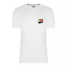 Camiseta Tommy Jeans Masculina 3d Glow Flag Graphic Branca