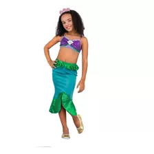 Fantasia Sereia Ariel Infantil _ Top & Saia Com Cauda