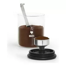 Pote De Vidro Para Café 250 G Barattolo Bialetti Com Colher Cor Preto