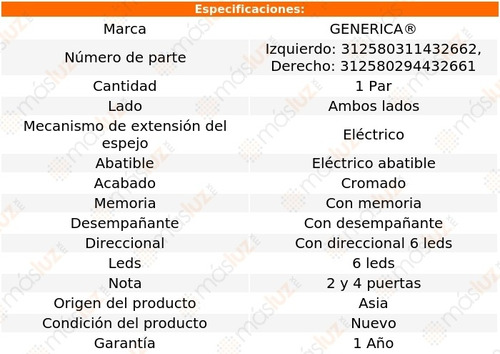 Kit Espejos Lat Elect Crom C/desemp C/direcc Mark Lt 06/08 Foto 2