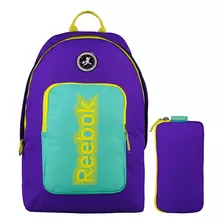 Mochila Reebok Morada Reflejante Backpack Con Lapicera