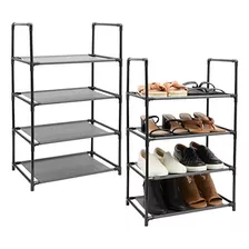 2 Pack Black 4-tier Narrow Shoe Rack For Entryway, Me