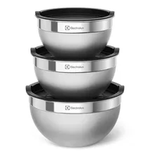 Conjunto De Bowls Tigelas De Inox Com Tampa Plástica