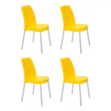 Kit 4 Cadeiras Tramontina Vanda Amarelas Com Pernas Alumínio