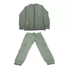 Conjunto Manga Longa C/zíper Mundi Verde Militar 55313044