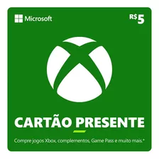 Cartão Presente Código 25 Dígitos Xbox Live R$ 5 Reais