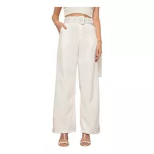 Calça Feminina Pantalona Cintura Alta Com Cinto Alfaiataria 