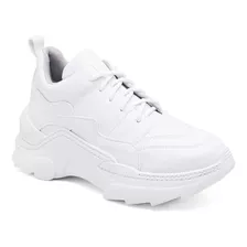 Tênis Recortes Sneaker Chunky Branco Cadarço Adicional Brind