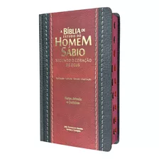 Bíblia De Estudo Do Homem Sábio Letra Gigante Com Harpa Cristã Capa Dura Preto Com Vermelho Com Índice