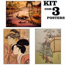 Poster Hd 65x100cm Kit Com 3 Para Decorar Sala Oriental 