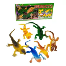 Kit Animais Reptil Lagarto Bichos 6 Pçs Grande Iguana