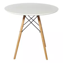 Mesa Redonda 80cm Viena Blanca Patas Madera Bighouse