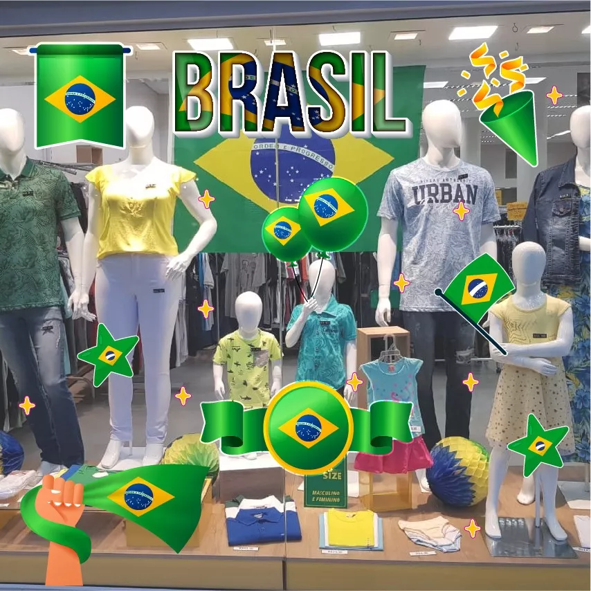 Adesivo Vitrine Copa Do Mundo Brasil, Comércio
