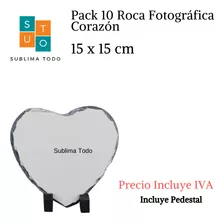 Pack 10 Roca Fotografica Corazón 15x15 Para Sublimación