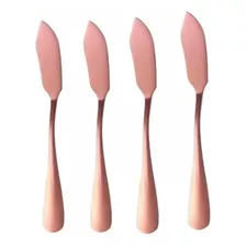 Kit 12 Unidades Espátulas Patê Sobremesa Mesa Posta Aço Inox Cor Rose Gold