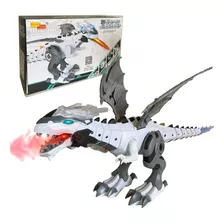 Dragão Robo Brinquedo Dinossauro Solta Fumaça Anda Bate Asas