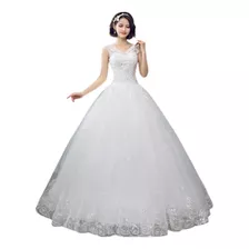 Vestido De Noiva Renda Princesa Com Saiote Veu Luva 9028