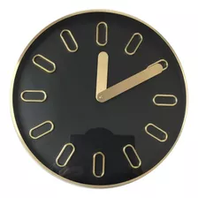Reloj De Pared Fondo Negro Números Ovalados Dorado