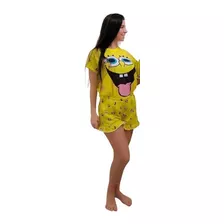 Pijama Curto Feminino Bob Esponja (presentão De Natal)