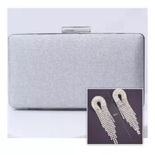 Bolsa De Mão Social Com Strass Clutch E Brinco De Strass Kit