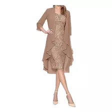 Conjunto Elegante De Vestido De Renda + Casaco, 2 Peças