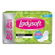 Toallitas Femeninas Ladysoft Normal Con Alas 48 Unidades