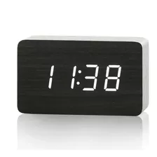 Relógio Mesa Digital Led Decoração Termômetro Preto Branco 