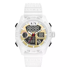 Reloj Hombre Armani Exchange Ax2961 D-bolt Color De La Correa Blanco Color Del Bisel Blanco Color Del Fondo Dorado